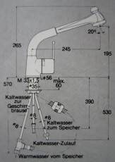 KURI Küchenarmatur Spültischarmatur Niederdruck mit Brause Weiss