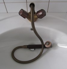 EGRO Küchenarmatur Zweigriff Spültischarmatur mit Brause Bronze Antik Braun