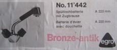 EGRO Küchenarmatur Zweigriff Spültischarmatur mit Brause Bronze Antik Braun