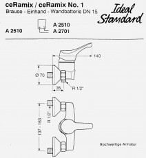 IDEAL STANDARD Comfort / Ceramix Duschwannenarmatur Chrom Brausebatterie Duscharmatur Brausemischer