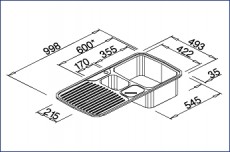 BLANCO Multi-Box Spüle Becken Links 99,5x49 cm Capuccino