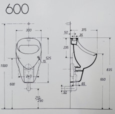 NOVOBOCH Urinal Pissoir Zulauf von oben Manhattan-Grau