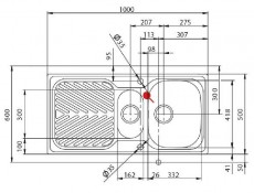 SUTER Econom EC100 Spüle 100x50 cm EDELSTAHL Becken Links