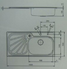 SUTER Silver Steel SS100 Spüle 100x50 cm EDELSTAHL Becken-Links