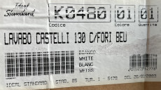 IDEAL STANDARD Castelli Waschbecken Waschtisch WEISS 130 x 57,5 cm