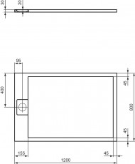 IDEAL STANDARD Ultra Flat S I.Life T5220FRRechteck-Brausewanne 120x80x3,2cm Weiss Crararaweiß