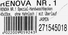 KERAMAG Renova Nr. 1 Möbel-Handwaschbecken 45 x 33 cm ohne Hahnloch Jasmin