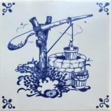 MOSA 4083 Fliese Brunnen Dekorfliese Delter Delft Art 10,8x10,8 cm Weiss Blau Delfter Kacheln