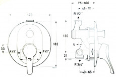 Bausatz 2 - Ceramix No.1 Oberteile Unterputz-Badewannenarmatur ROT