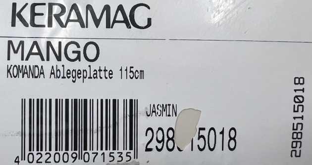 Keramag Mango 115 cm Keramik-Ablage Ablegeplatte Badablage JASMIN