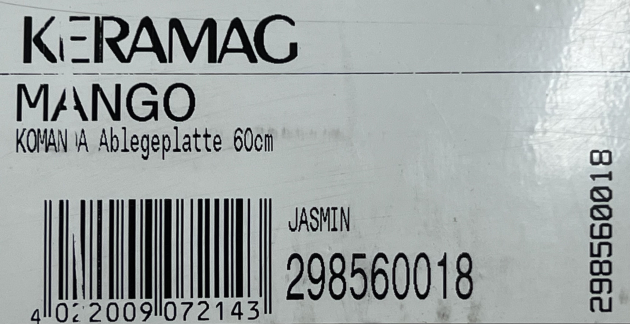 Keramag Mango 60 cm Keramik-Ablage Ablegeplatte Badablage JASMIN