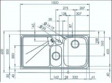 SUTER Ideal IL100 flächenbündige Spüle 100x50 cm EDELSTAHL B-R