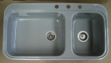 ALAPE kitchen sink 124 FLANELL-GRAU m. Contur WEISS 92x50,5